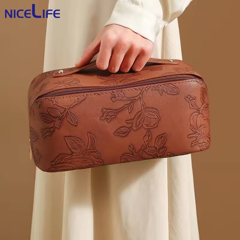 Cosmetic Case Factory - OEM Floral Fruit PU Leather Travel