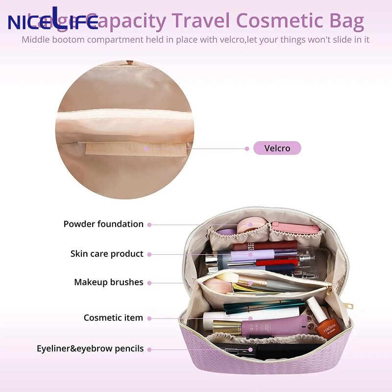 Cosmetic Bag Supplier - OEM Portable PU Leather Makeup Pouch