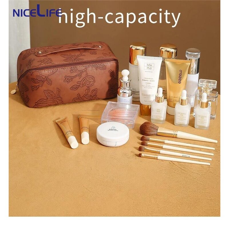 Cosmetic Case Factory - OEM Floral Fruit PU Leather Travel