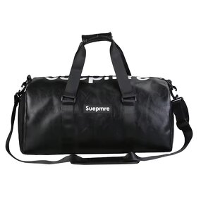 Travel Bag Supplier - OEM Black Leather Cloth Duffle Bag