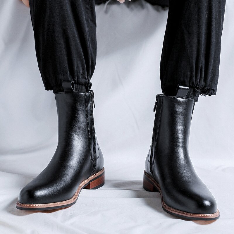 Chelsea Boots Factory - OEM Men's Retro Round Toe Leather