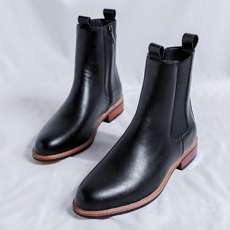 Chelsea Boots Factory - OEM Men's Retro Round Toe Leather