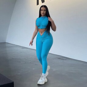 Sports Set Manufacturer - OEM Sleeveless Zipper Top Long Pants