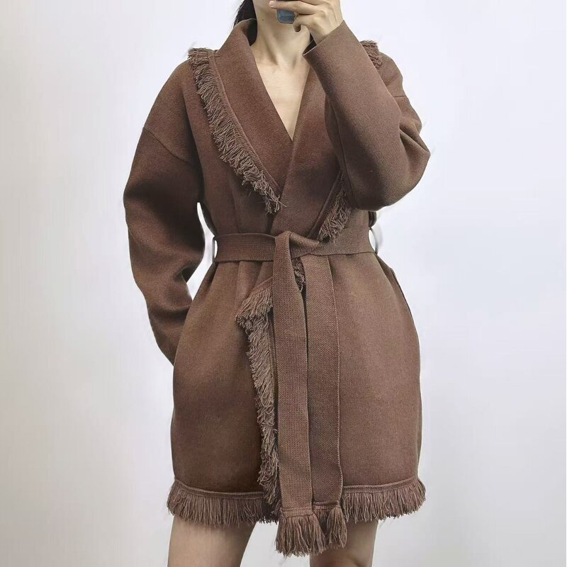 Cardigan Supplier - OEM European American Wool Blend Tassel