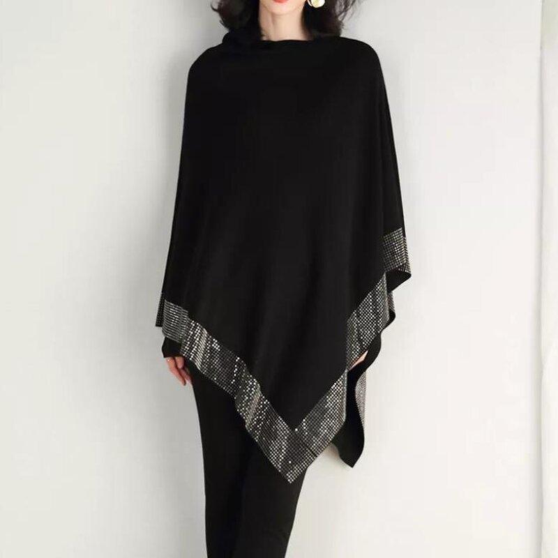 Shawl Poncho Supplier - OEM Winter Warm Luxury Shiny Wool