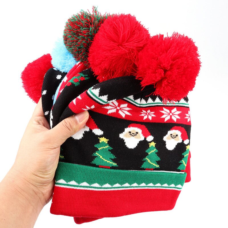 Christmas Hat Manufacturer - OEM Winter New Year LED Knitted