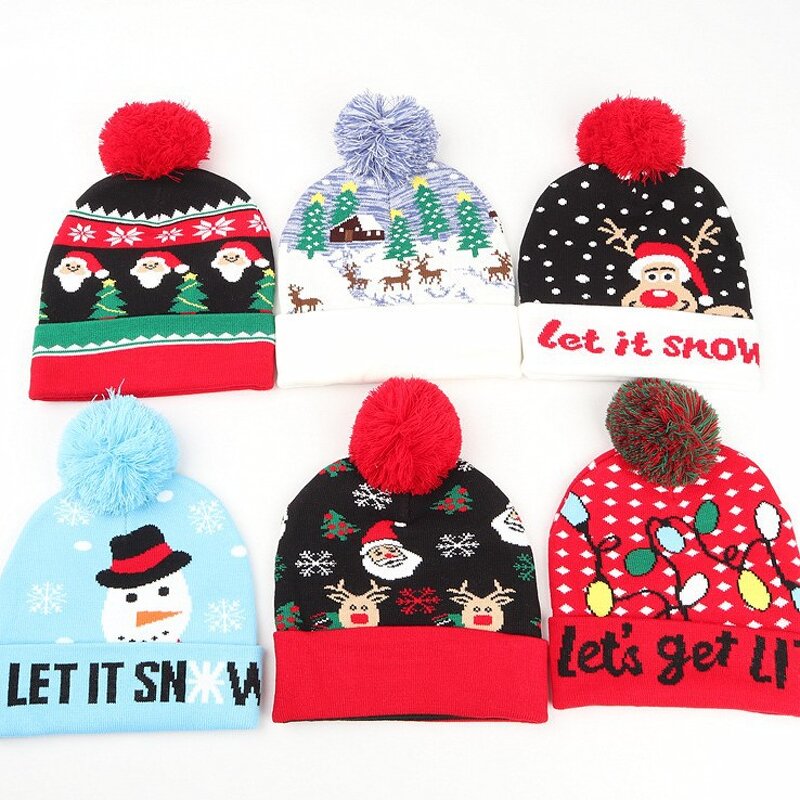 Christmas Hat Manufacturer - OEM Winter New Year LED Knitted