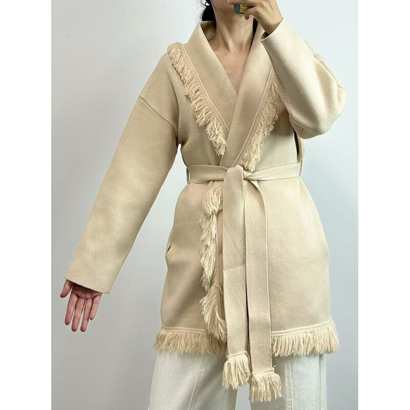 Cardigan Supplier - OEM European American Wool Blend Tassel