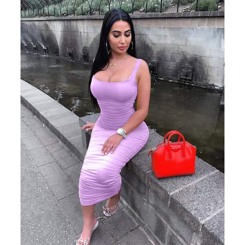 Tank Top Bodysuit Manufacturer - OEM Hot Selling Pleated Sleeveless