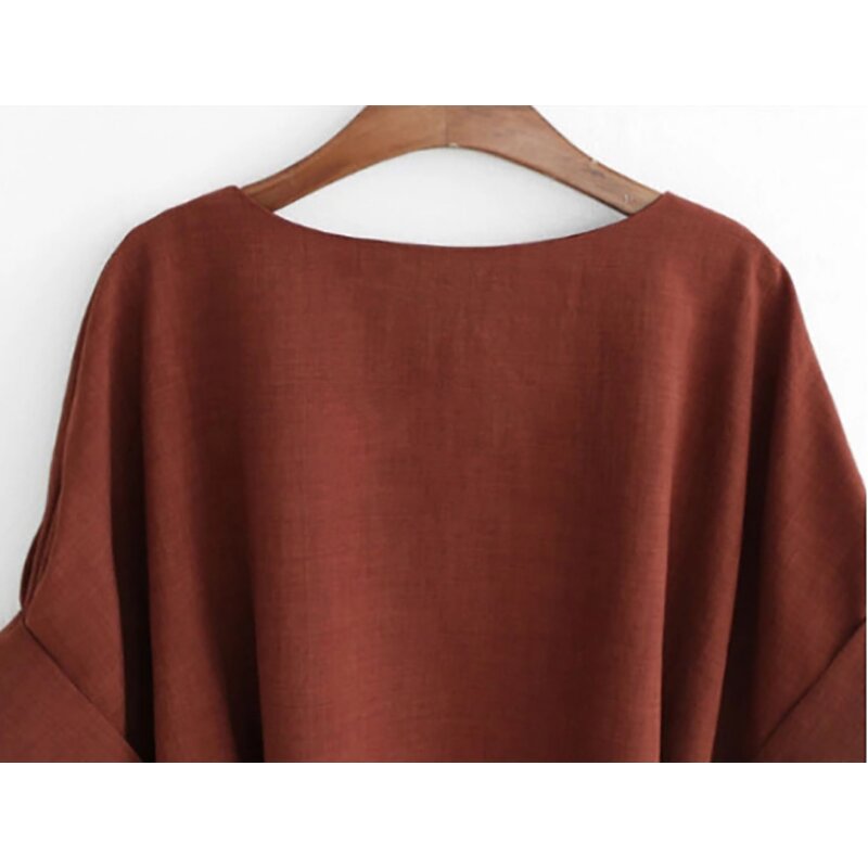 Blouse Manufacturer - OEM Women's Linen Tunic V Neck Big Bow