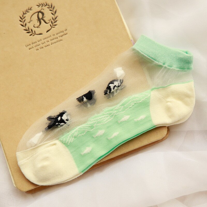 Summer Socks Supplier - OEM Fancy Multicolor Transparent Cotton