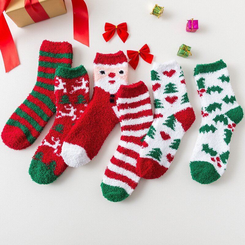 Christmas Socks Supplier - OEM Custom Spandex Jacquard Fuzzy