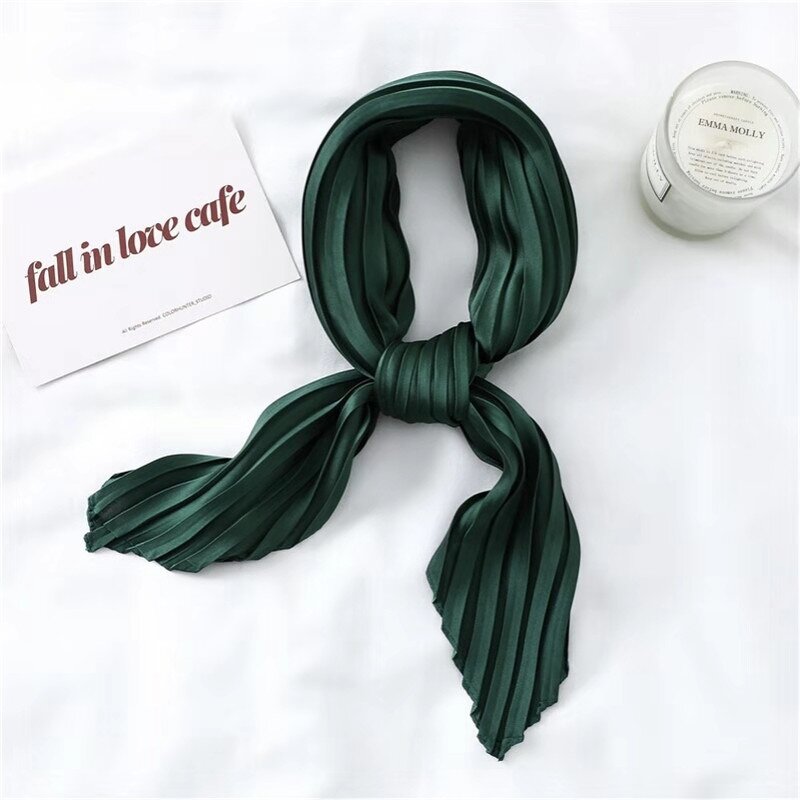 Square Scarf Supplier - OEM Women's Pleated Satin Silk Hair