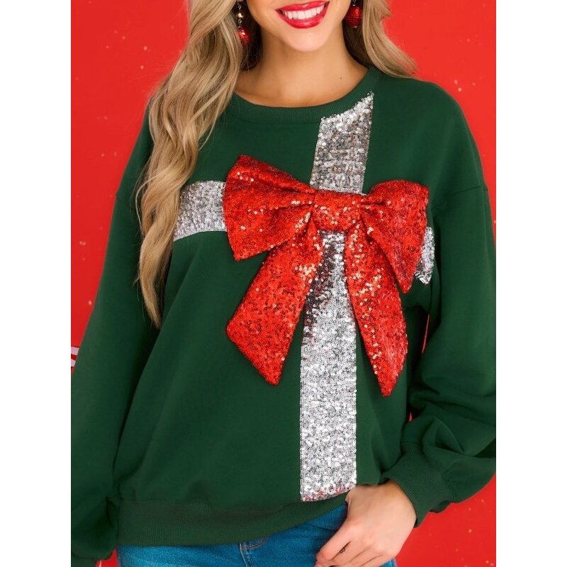 Christmas Hoodie Supplier - OEM Glitter Bow Women's Clothing