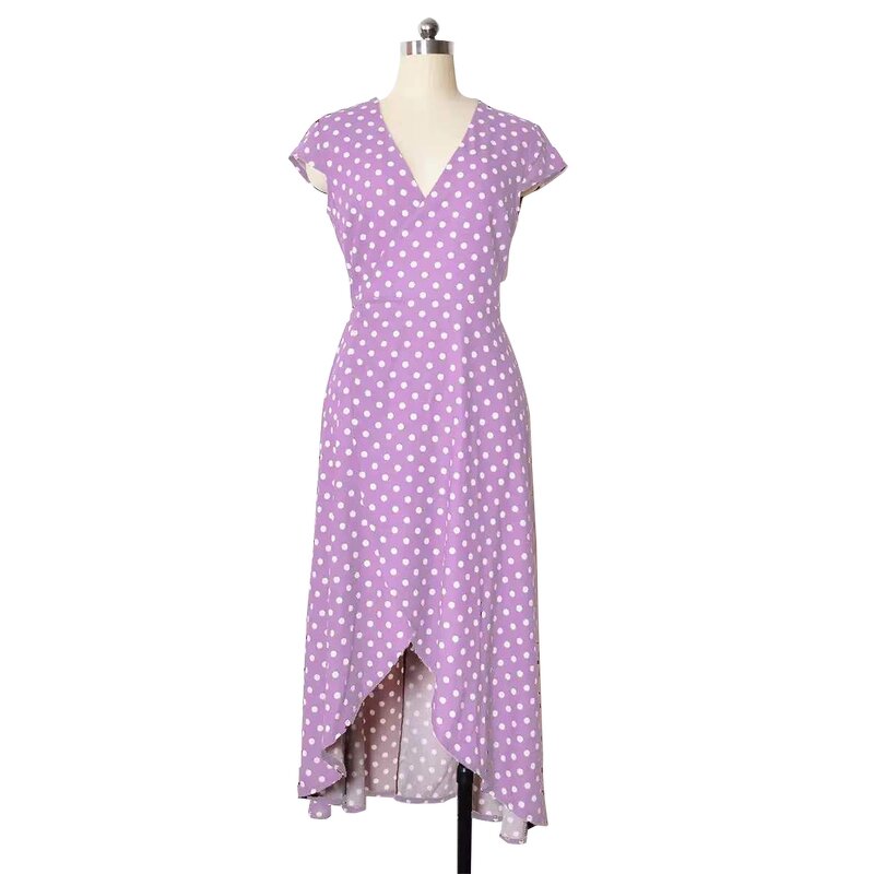 Dress Factory - OEM Summer Casual Polka Dots Split Elegant