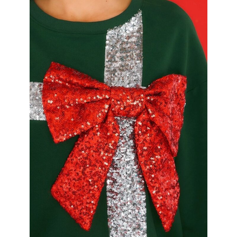 Christmas Hoodie Supplier - OEM Glitter Bow Women's Clothing