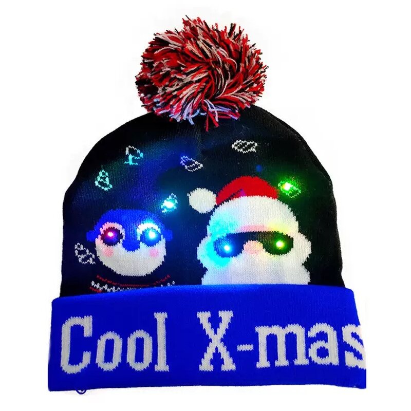 Christmas Hat Manufacturer - OEM Santa Soft Knitted LED Light