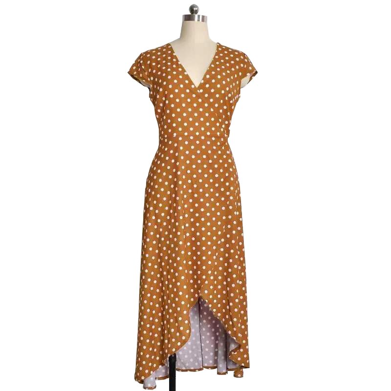 Dress Factory - OEM Summer Casual Polka Dots Split Elegant