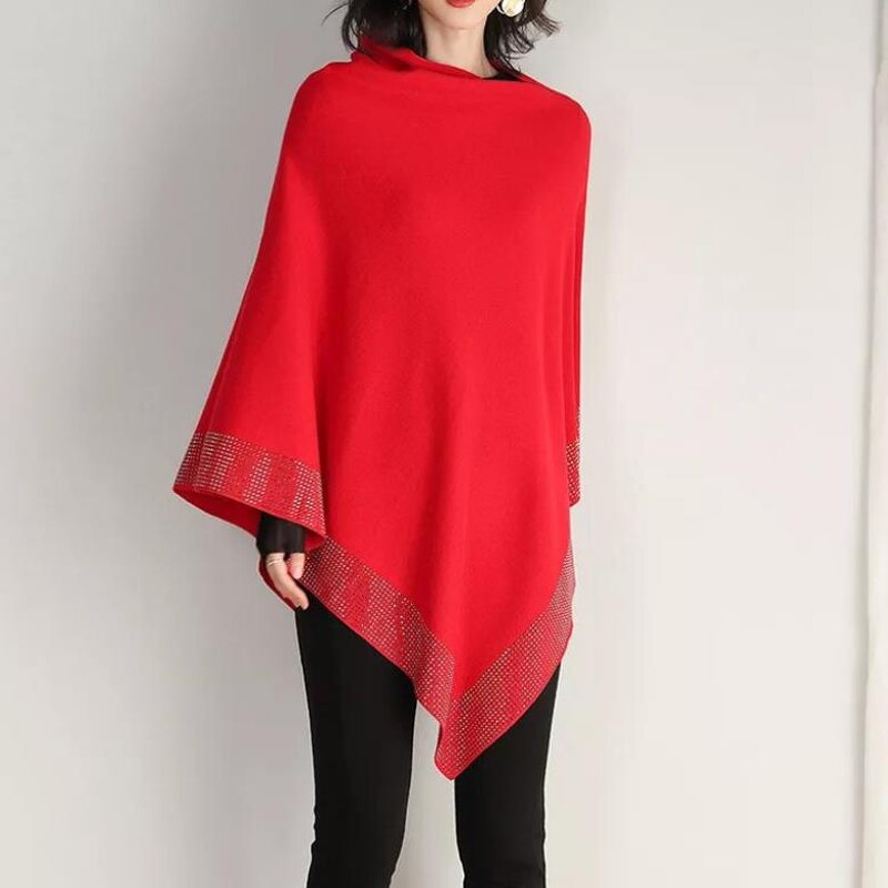Shawl Poncho Supplier - OEM Winter Warm Luxury Shiny Wool