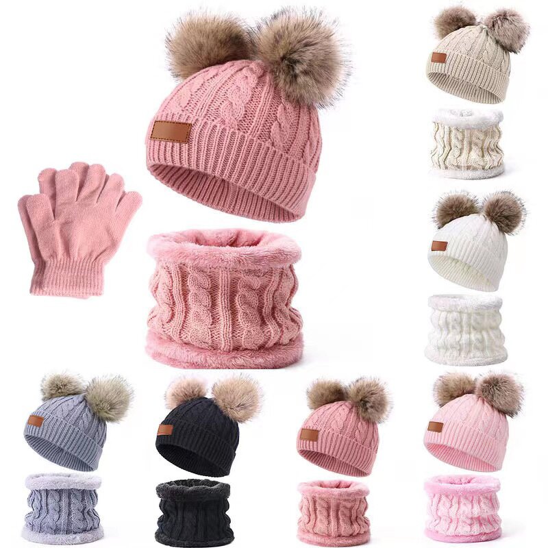 Baby Set Manufacturer - OEM 3 Pcs Custom Logo Winter Knitted