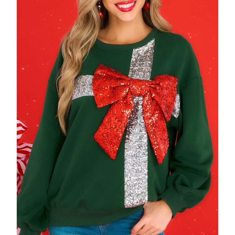 Christmas Hoodie Supplier - OEM Glitter Bow Women's Clothing