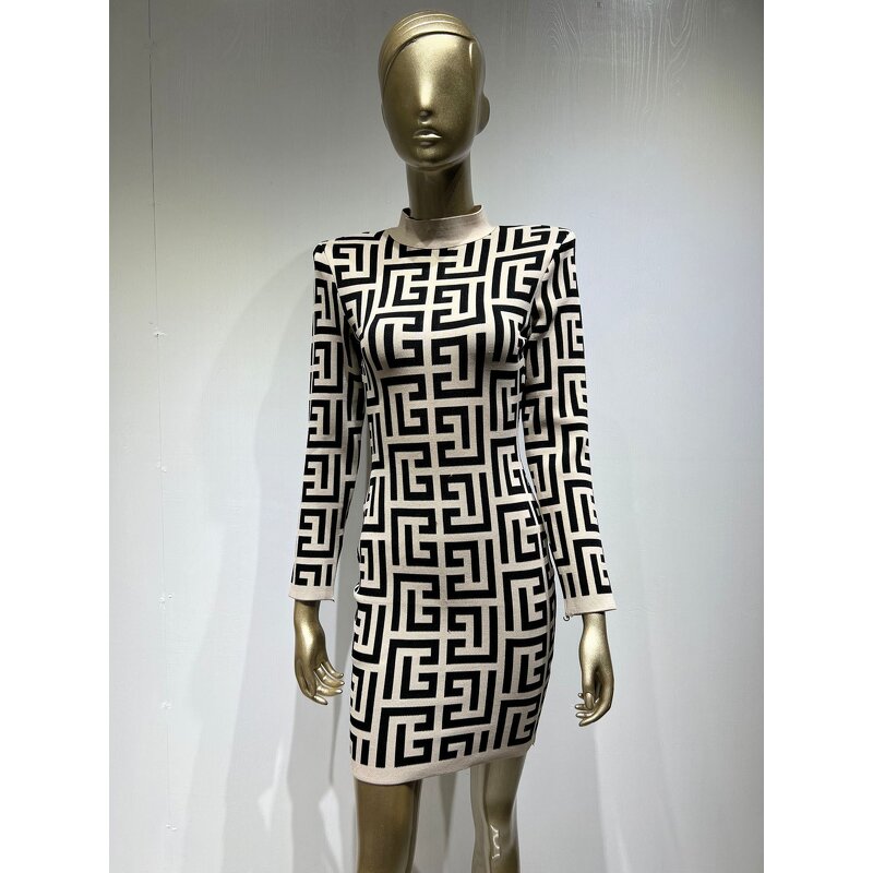 Bodycon Dress Factory - OEM Fashion Jacquard Weave Long Sleeve