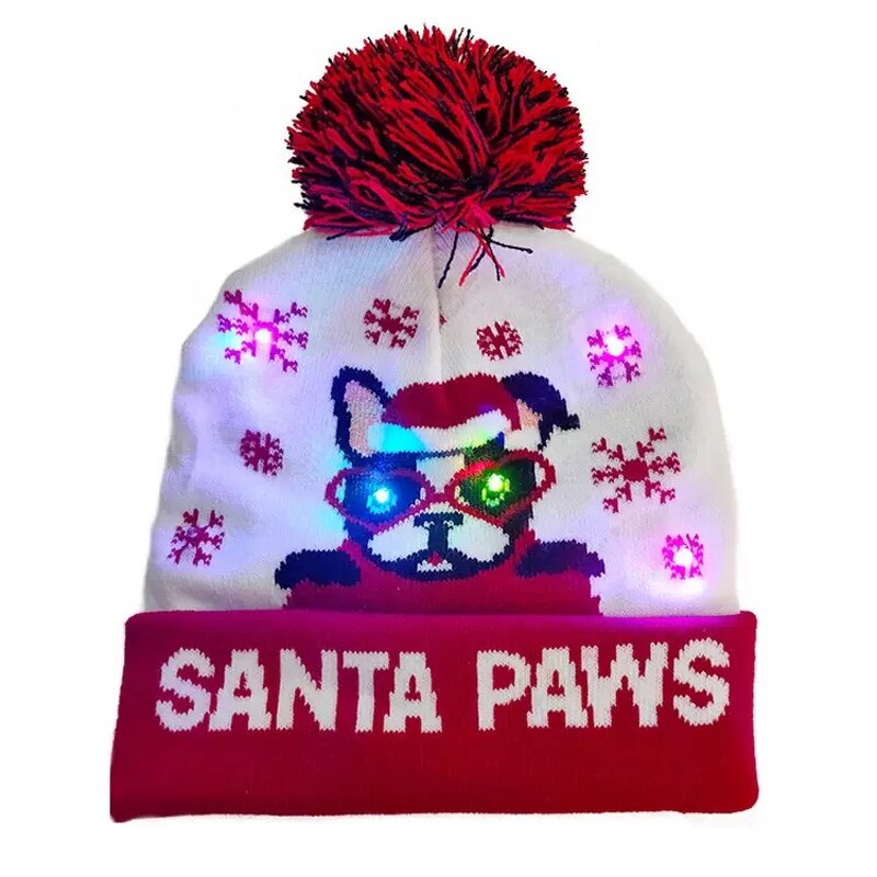 Christmas Hat Manufacturer - OEM Santa Soft Knitted LED Light