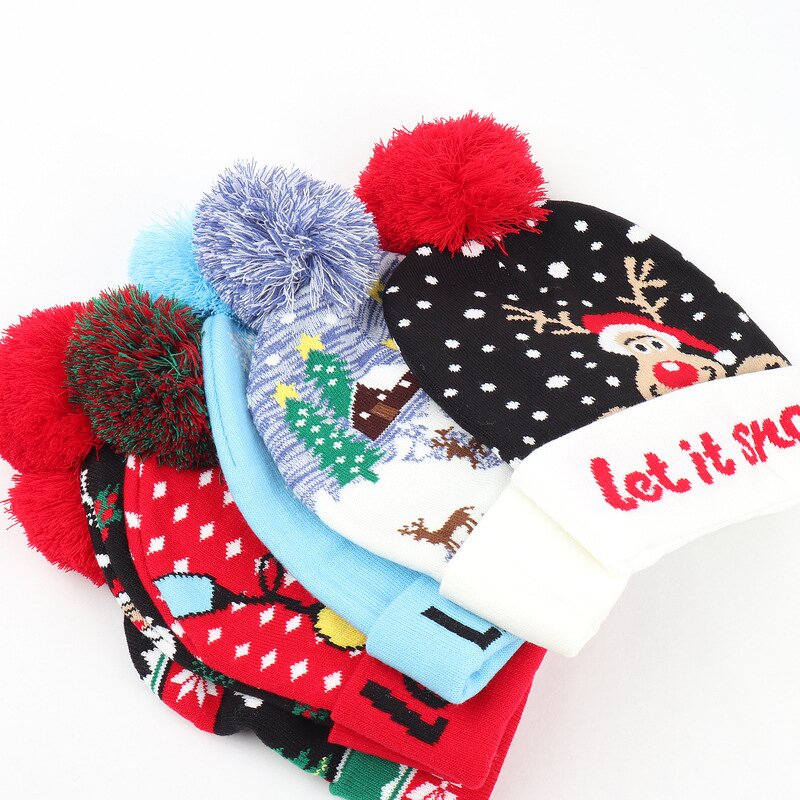 Christmas Hat Manufacturer - OEM Winter New Year LED Knitted
