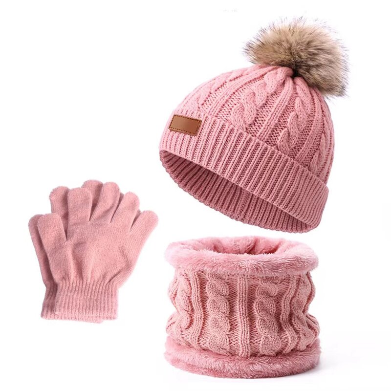 Baby Set Manufacturer - OEM 3 Pcs Custom Logo Winter Knitted
