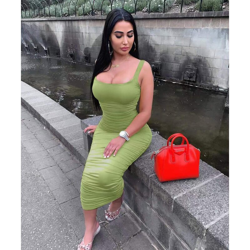 Tank Top Bodysuit Manufacturer - OEM Hot Selling Pleated Sleeveless