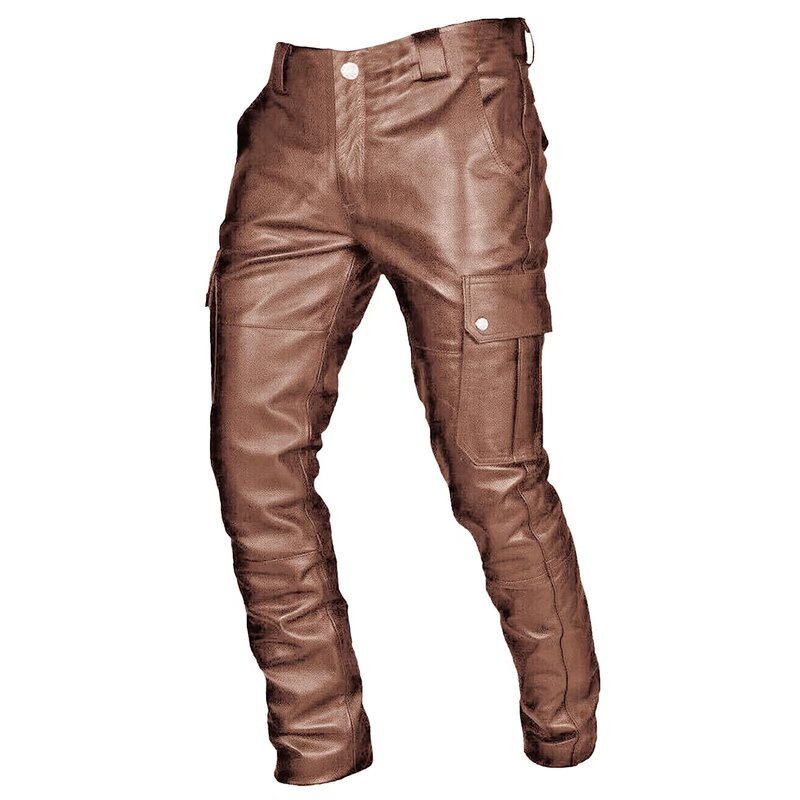 Biker Pants Manufacturer - OEM Men Faux Leather Retro PU Stretch