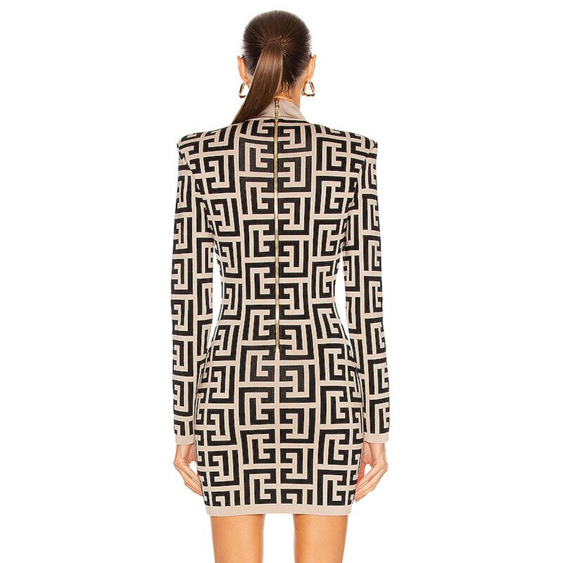 Bodycon Dress Factory - OEM Fashion Jacquard Weave Long Sleeve