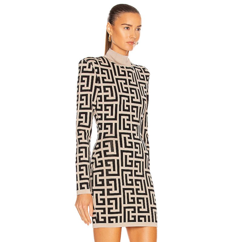Bodycon Dress Factory - OEM Fashion Jacquard Weave Long Sleeve