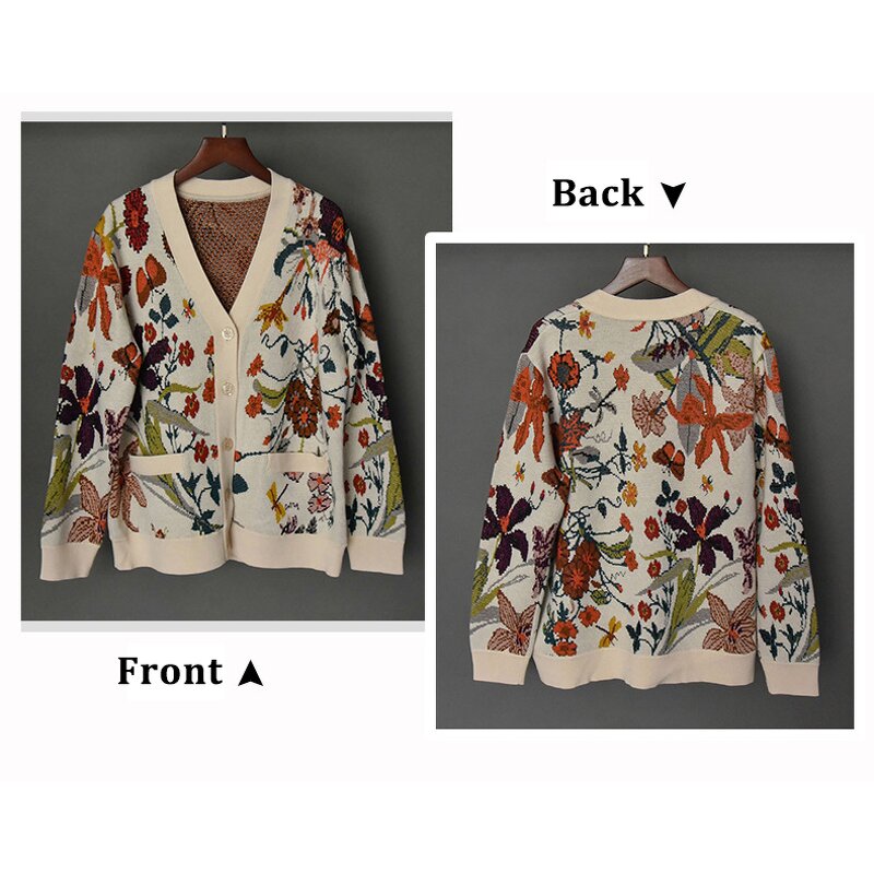 Sweater Cardigan Factory - OEM Custom Design Knit Jacquard V Neck