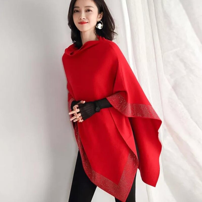 Shawl Poncho Supplier - OEM Winter Warm Luxury Shiny Wool