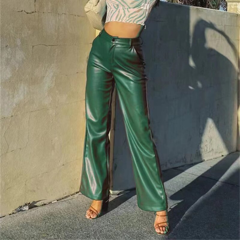 Leather Pants Factory - OEM Women High Waist Vegan Zipper Fly