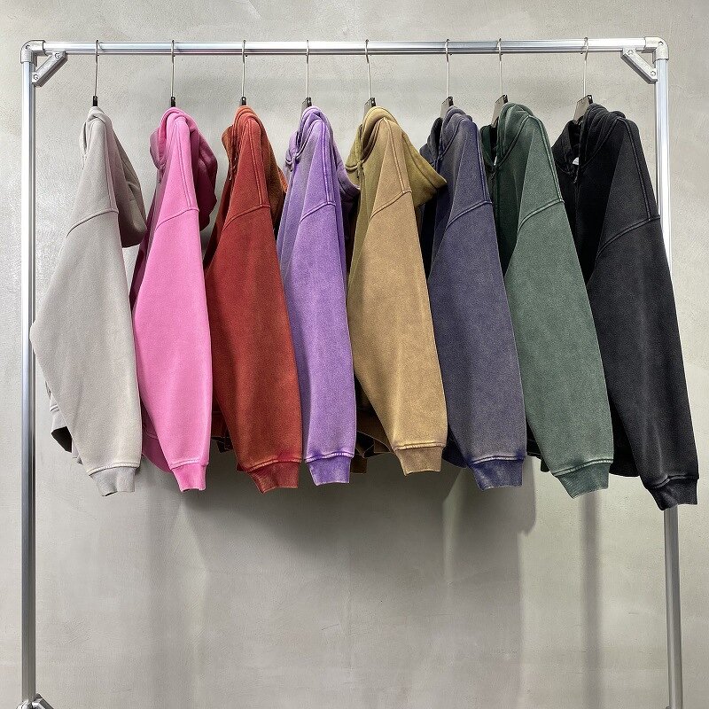 Zip Hoodie Manufacturer - OEM High Quality Acid Wash Distressed