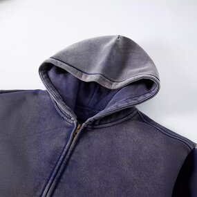 Zip Hoodie Manufacturer - OEM High Quality Acid Wash Distressed