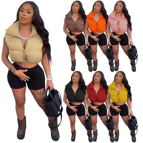 Puffer Vest Manufacturer - OEM Women's Solid Color Cropped Top