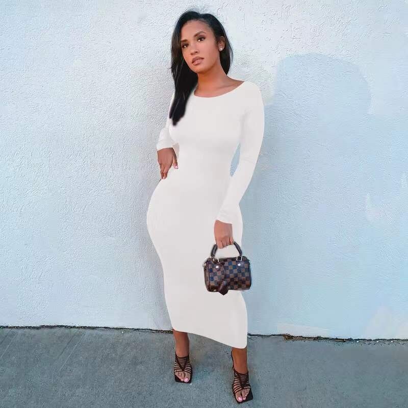 Bodycon Dress Factory - OEM Full Long Sleeve Tight Pencil Maxi