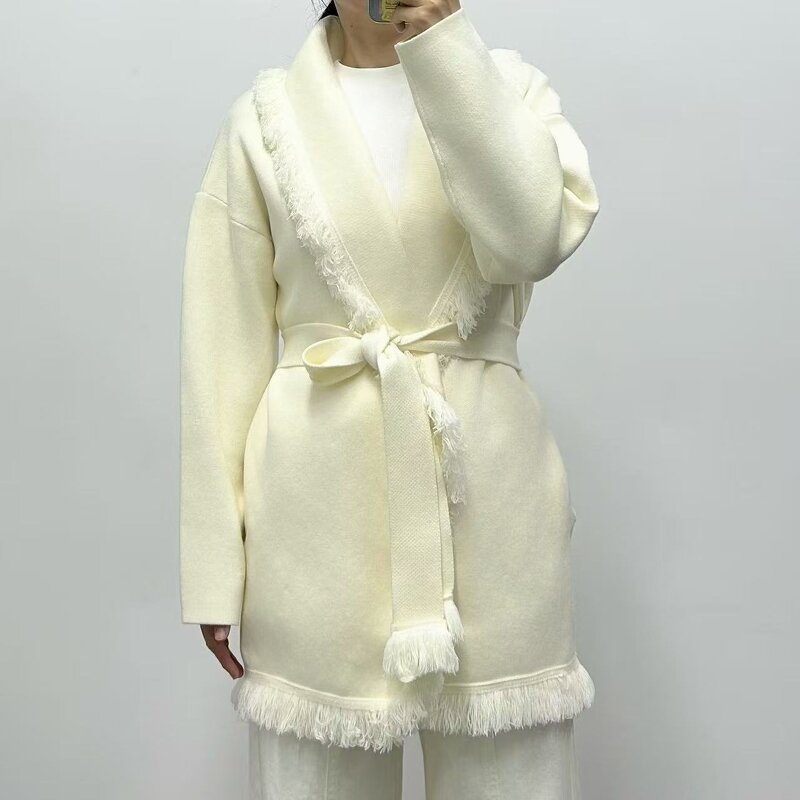 Cardigan Supplier - OEM European American Wool Blend Tassel