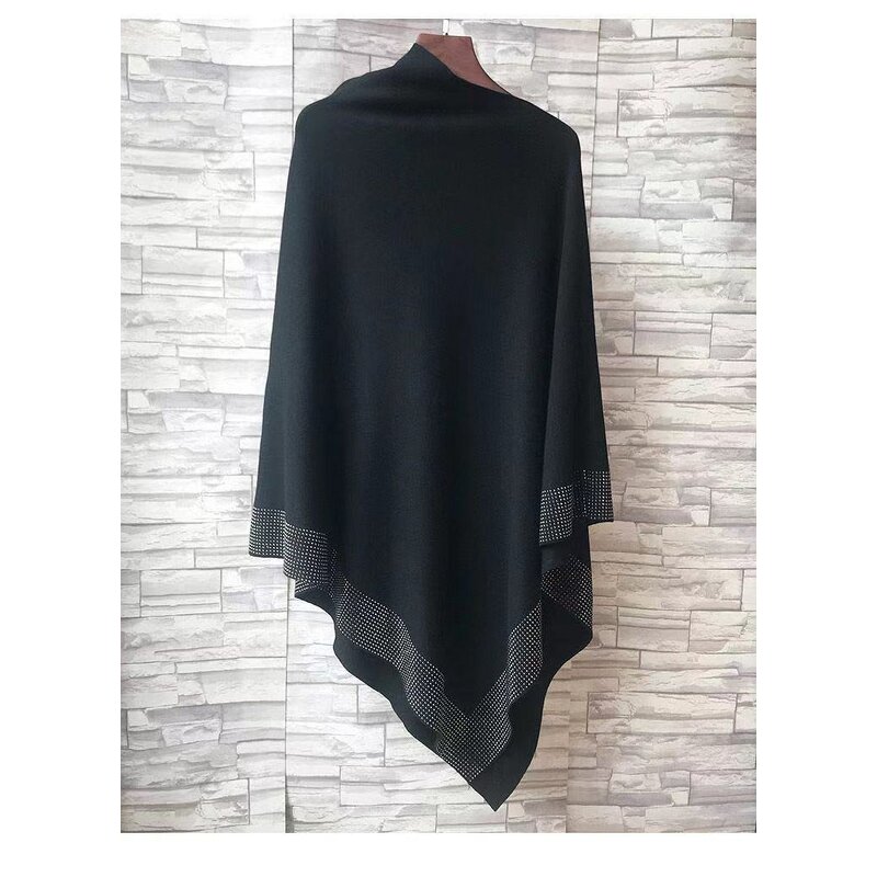 Cape Coat Supplier - OEM Diamond Knitted Retro Loose Poncho