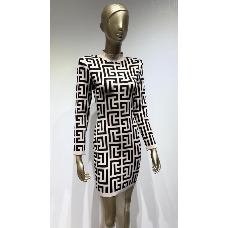 Bodycon Dress Factory - OEM Fashion Jacquard Weave Long Sleeve