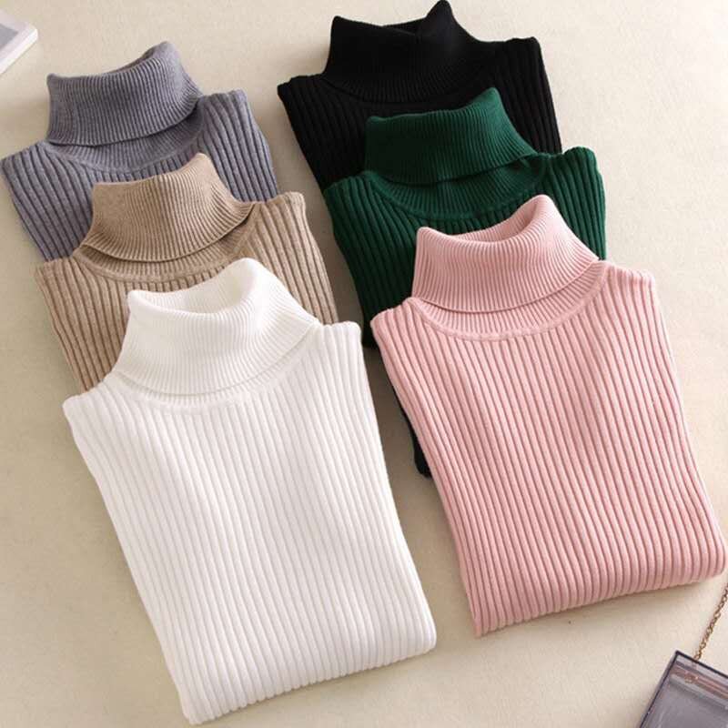 Sweater Supplier - OEM Custom Women Turtleneck High Neck Cotton