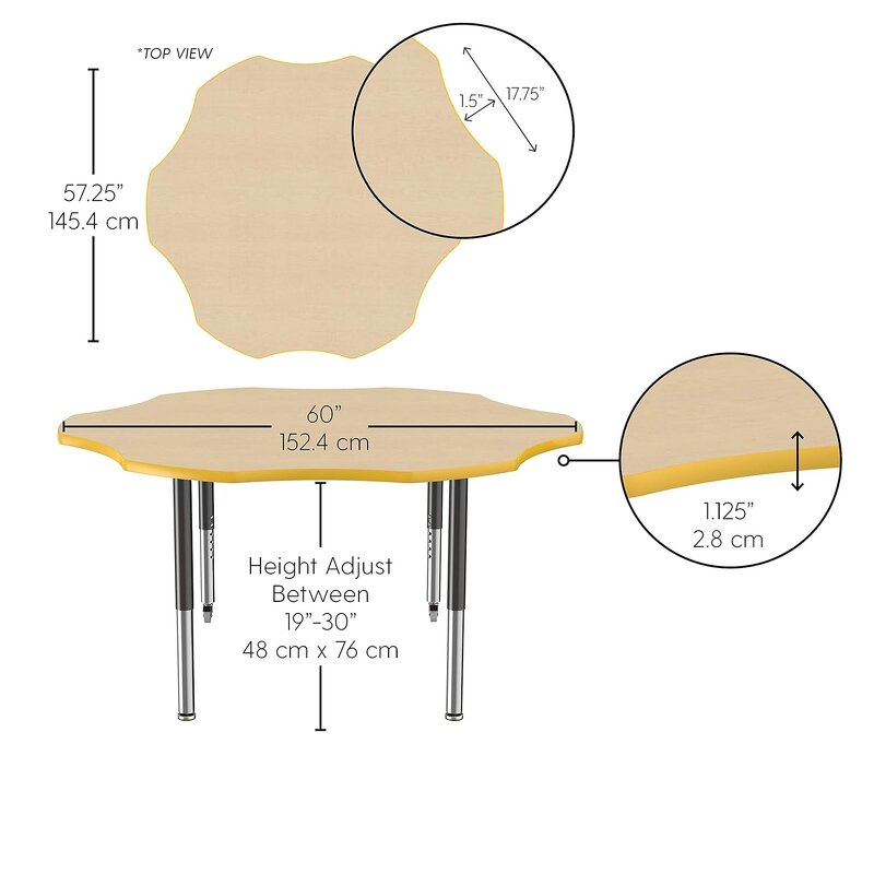 Activity Table Factory - Adjustable Height Wave Shape Student Desk Classroom