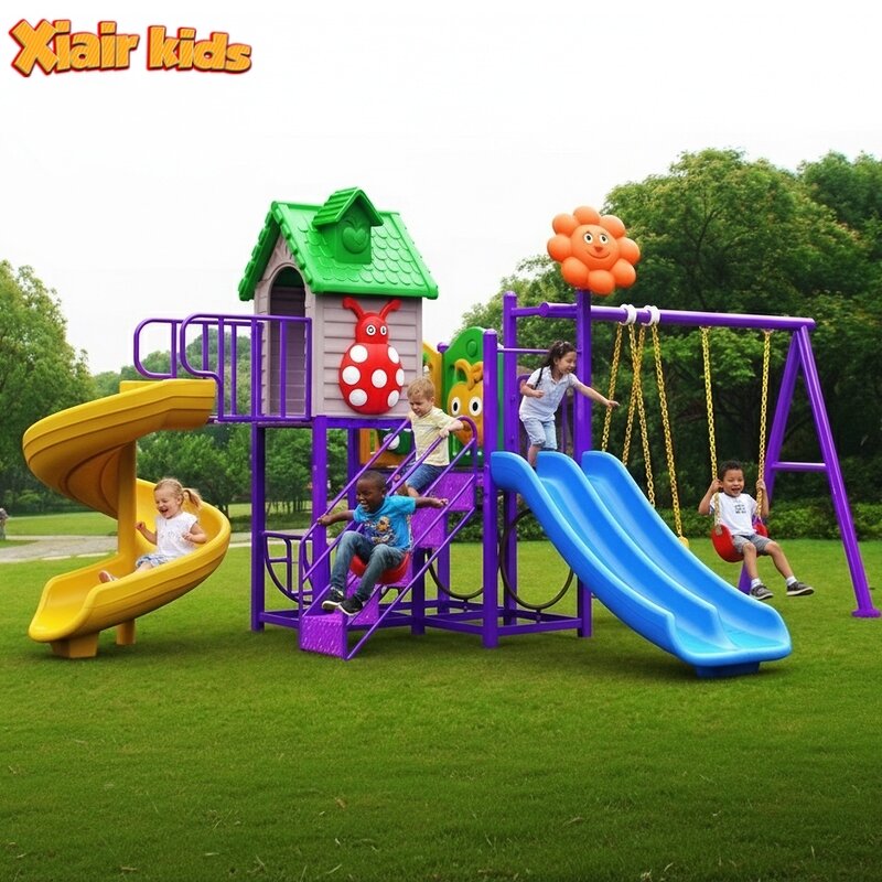 Play Structure Factory - Large Kids Slide Swing Climbing Net Adventure Tower