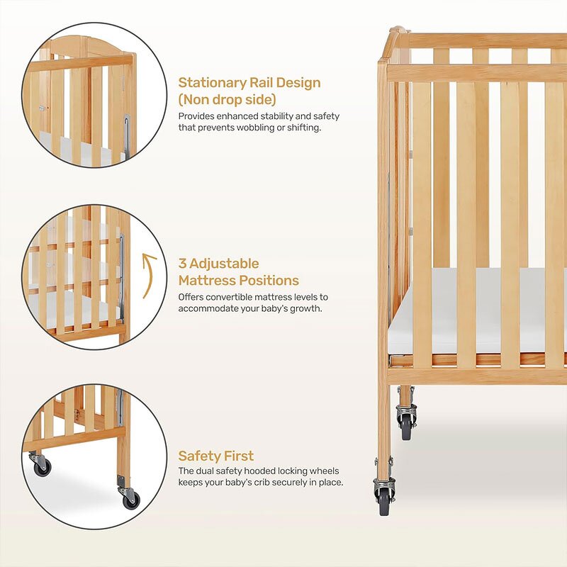 Portable Crib Factory - Montessori 3 in 1 Folding with Wheels Daycare Furniture