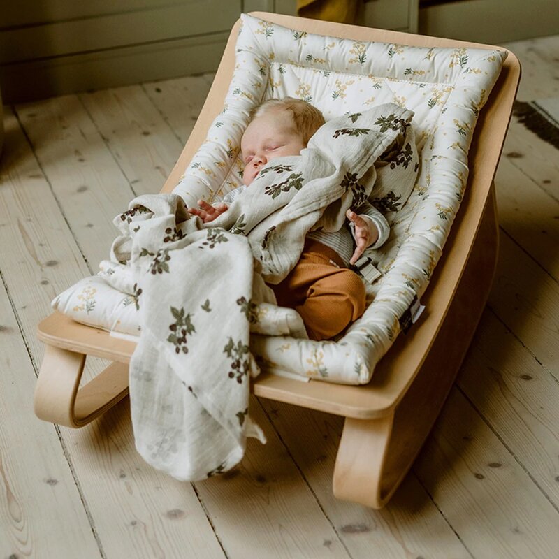 Baby Rocking Chair Factory - Wooden Lounge Bouncer with Cushion Adjustable Height
