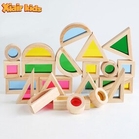 Rainbow Building Blocks Factory - Wooden Children Acrylic Creative Stacker Toys