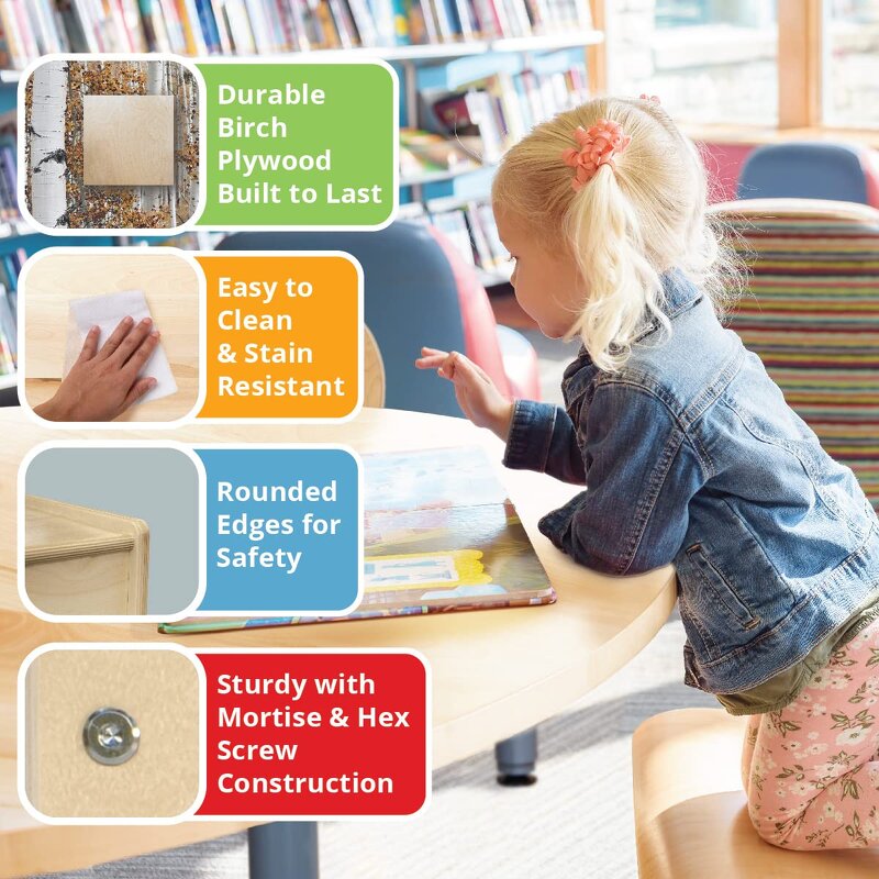 Round Table and Chair Set Factory - Montessori Wooden Adjustable Height Daycare